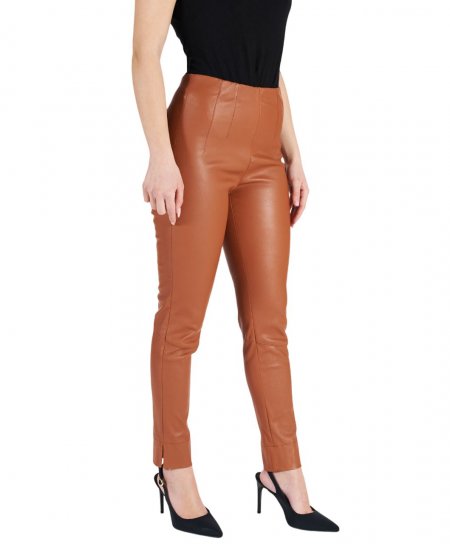 Leggings in pelle cognac...