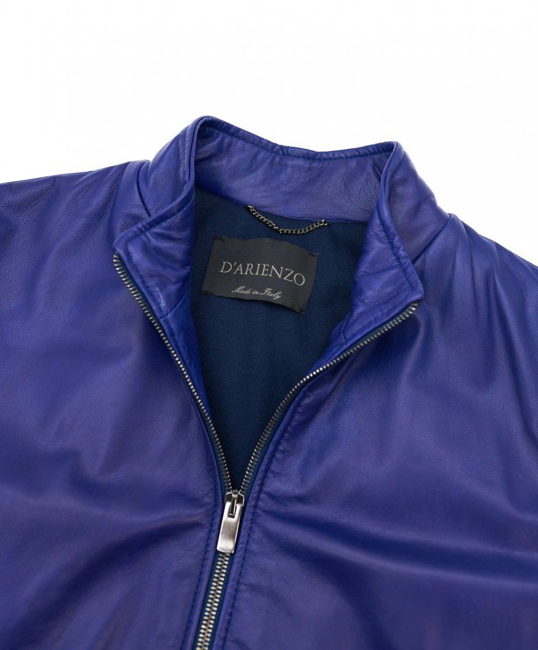 Bomber pelle uomo giubbino giacca pelle blu bomber 106