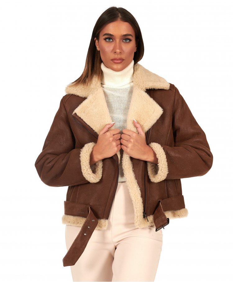 Montone shearling cuoio...