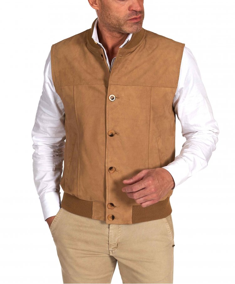 Gilet in pelle camoscio...