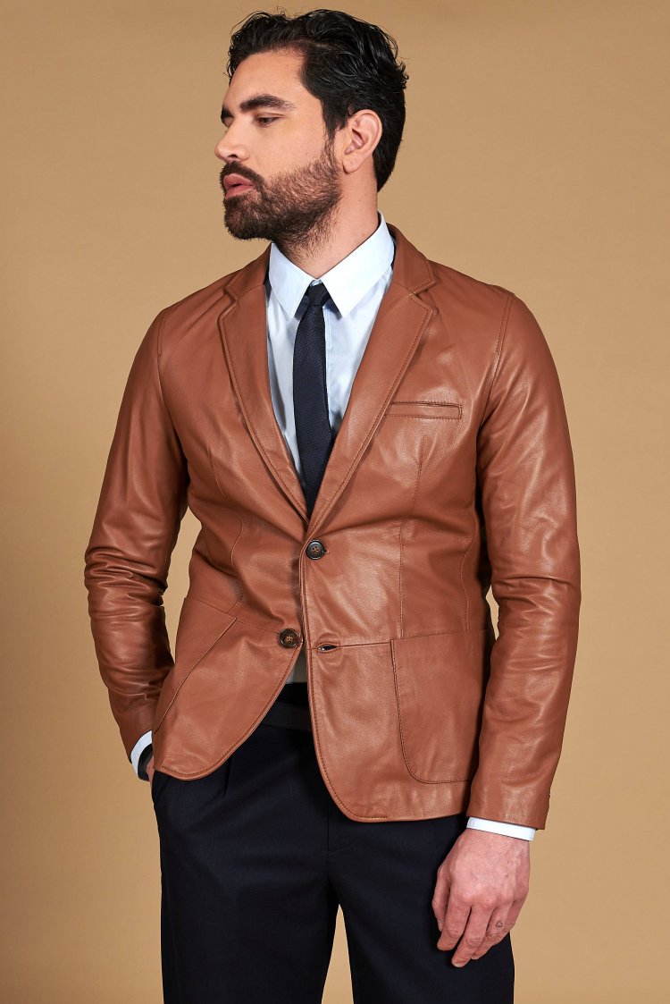 Blazer in pelle naturale...