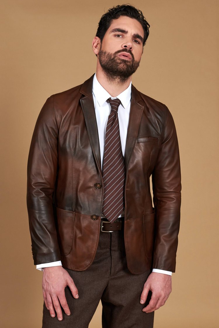 Blazer in pelle naturale...