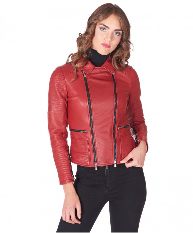 Giubbotto pelle rosso donna best sale